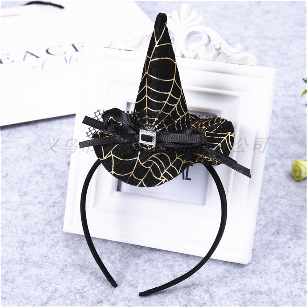 Mini sombrero de bruja puntiagudo, diademas con forma de Calavera, telaraña, calabaza, aros para el cabello para niños y niñas, diademas de Halloween, decoración de Cosplay: Rosa
