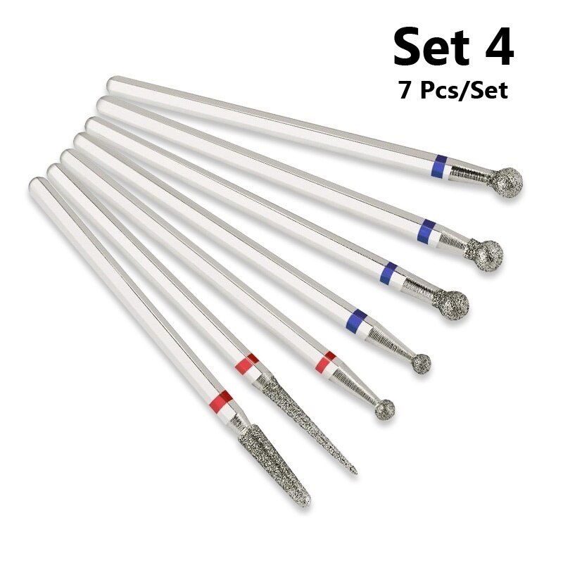 7 Pcs/Set Carbite Nail Grinding Head Nail Drill Bit Ceramic Mill Machine Set Cutter For Pedicure Electric Nail Files: Set 4