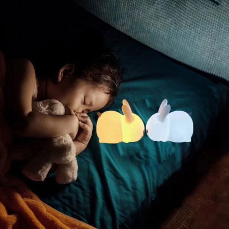 freundlicher Neuheit Silikon Jade Kaninchen LED Nachtlicht USB Ladung Lichter Niedlich Kaninchen klopfen Lampe Nacht Begleiter Spielzeug für freundlicher