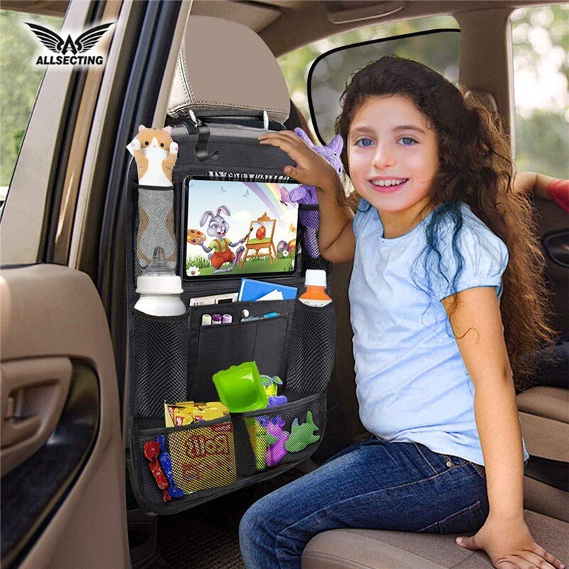 2 stk bilsæde ryg arrangør bil opbevaring hængende organisator taske anti slip mat protector cover tablet stativ holder til børn