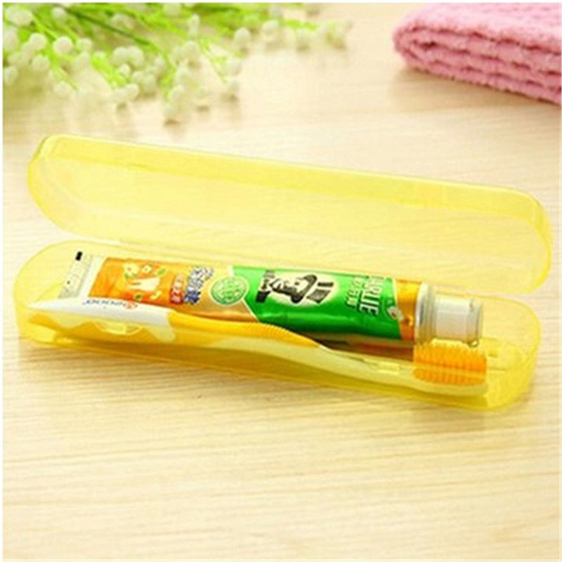 Good Useful Travel Portable Toothbrush Toothpaste Storage Box Cover Protect Case Household Storage Cup Bathroom Accessories: light yellow