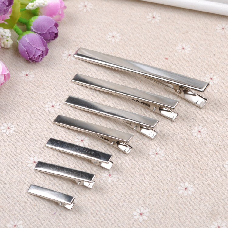 Pinces à cheveux en métal argenté, 50 pièces, nouvelle Barrette Crocodile à une broche pour nœuds, épingles à cheveux DIY, artisanat