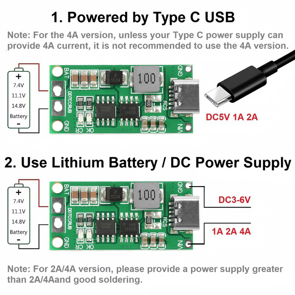 2S 3S 4S 8.4V 12.6V 16.8V LiPo Batterij Oplader Batterij Board TypeC Boost module Voor lithium-polymeer mobiele voeding DC 3-6V