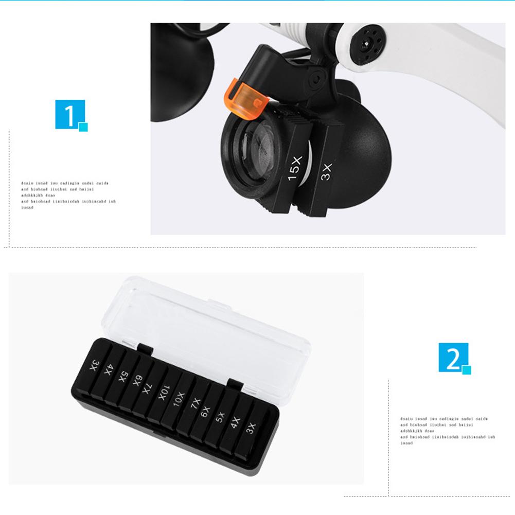 3X 4X 5X Einstellbare 21 Arten Von Vergrößerung Lupe LED Licht Stirnband Lupe LED Vergrößerungs Brille Mit Lampe, für Schmuck