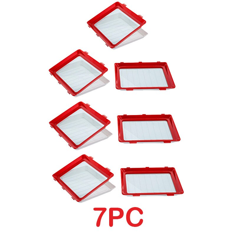 7Pcs Clever Lade Voedsel Behoud Lade Plastic Keuken Voedsel Opslag Lade Voedsel Verse Organizer Herbruikbare Dienbladen: 7PC