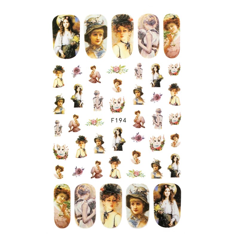 Nail Sticker DIY Retro Personality Pattern Flower Bunny Nail Decoration Sticker Marilyn Monroe Nail Sticker: 20-A140030