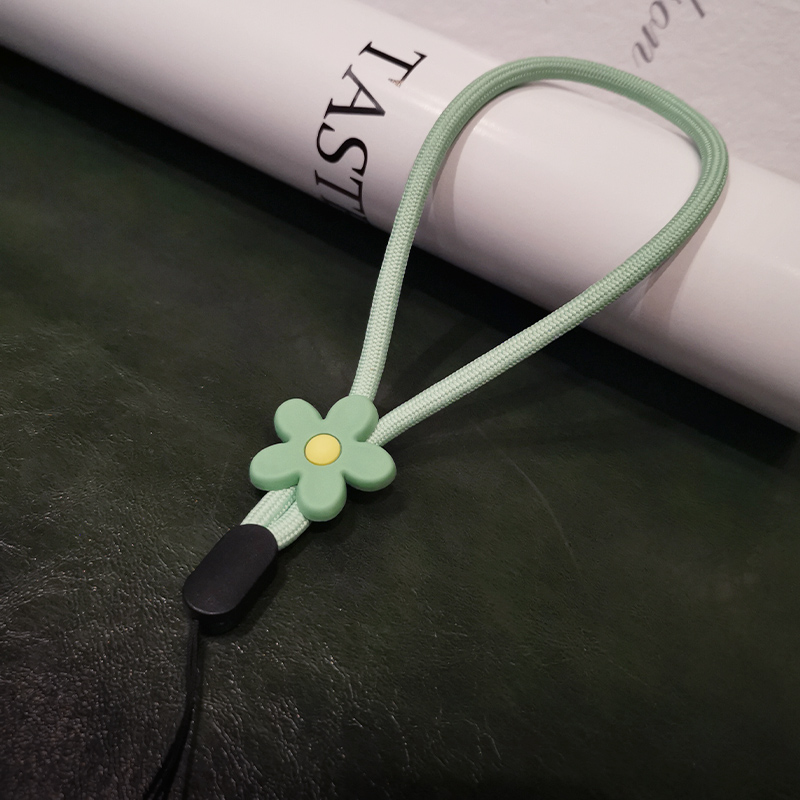 Flower Bracelet Wrist Strap Short Braid Phone Lanyard for iphone 12 13 huawei redmi xiaomi Samsung Camera GoPro String Holders: green