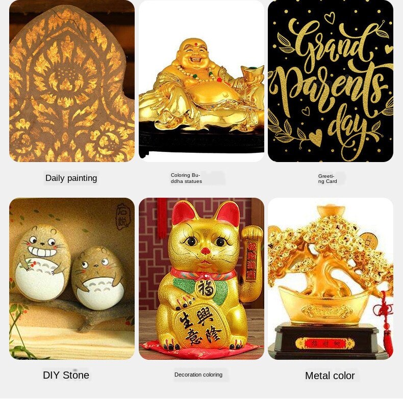 300ml DIY Bright Gold Paint Metallic Acrylic Paint Waterproof Not Faded Statuary Coloring Hand Clothes Painted Graffiti Pigments