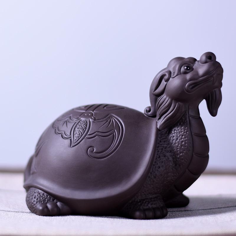 Lila Tonne Keramik Meer Schildkröte Tee Haustier Ornamente Landschaft Heimat Dekor Zubehör für Wohnzimmer Tee Haustiere Schreibtisch Dekorationen