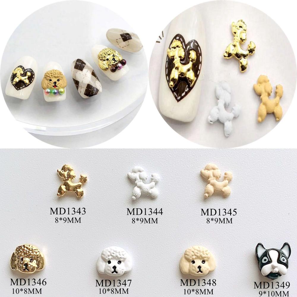 10 Stks/zak Nail Art Metalen 3D Charms Verschillende Hond Decoratie MD1343-1349