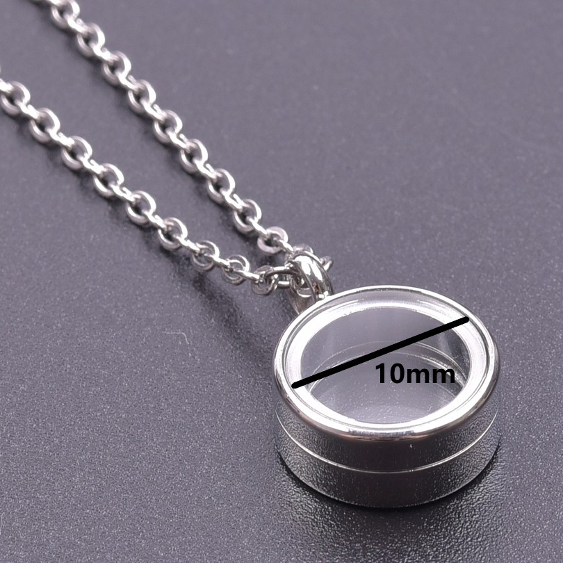1Pc Stainless Steel Round Reliquary Coin Holder Locket Pendant Women Necklaces Glass Floating Ashes Relicario Collares Jewelry: Blue Zinc
