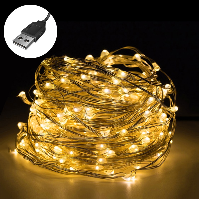USB LED Strip String Lights Koperdraad String Licht Voor Kerst Feest Bruiloft Decor Buitenverlichting