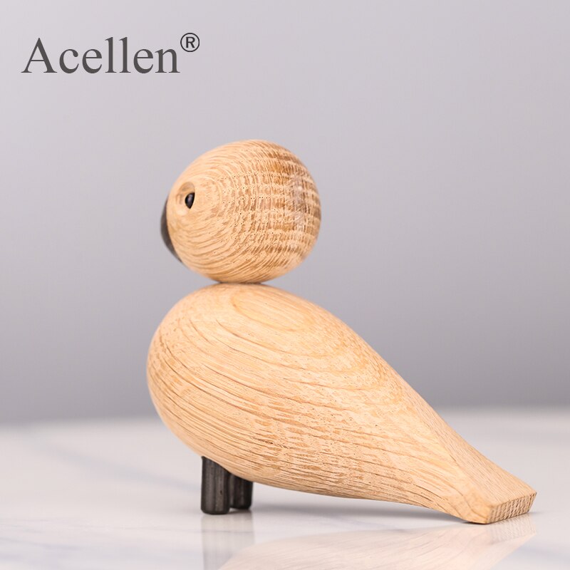 Decoración nórdica figuritas en miniatura de madera animales Lark Bird Songbird ornamentos decoración del hogar juguetes de madera escultura