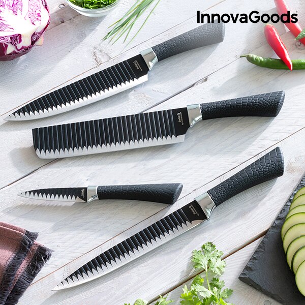 Innovagoods swiss·q namiutsu svart haj kniv set  (4 delar)