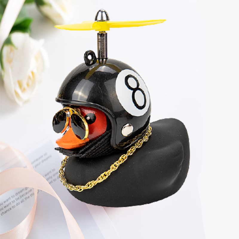 Pato de coche con casco, colgante de viento roto, pato amarillo pequeño, Motor de bicicleta de carretera, casco, accesorios de ciclismo sin luces: Plata