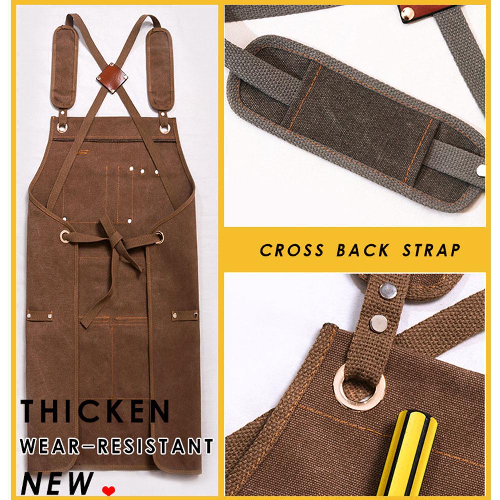 Tool Apron Men Women Adjustable Canvas Apron Heavy Duty Utility Apron with Pockets for Woodwork Room Craft Workshop