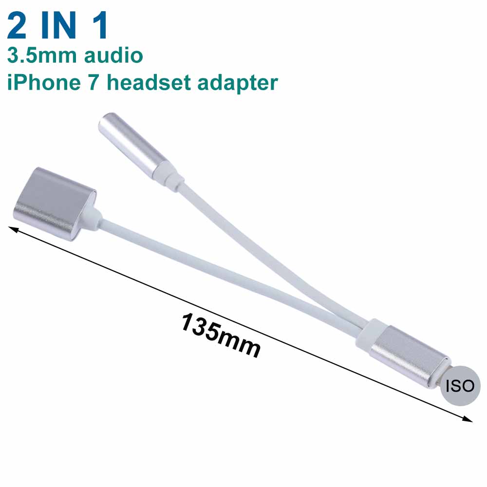 2 In 1 Draagbare Ios Hoofdtelefoon Jack 3.5Mm Audio Jack Oplaadkabel Adapter Oplader Voor Iphone 7/8/X Hoofdtelefoon Muziek Call