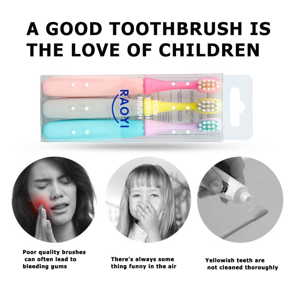 3Pcs Kids Cartoon Zachte Haren Paddestoel Tandenborstel Praktische Multi Functionele Duurzaam Draagbare Tanden Whitening Oral Cleaner Care