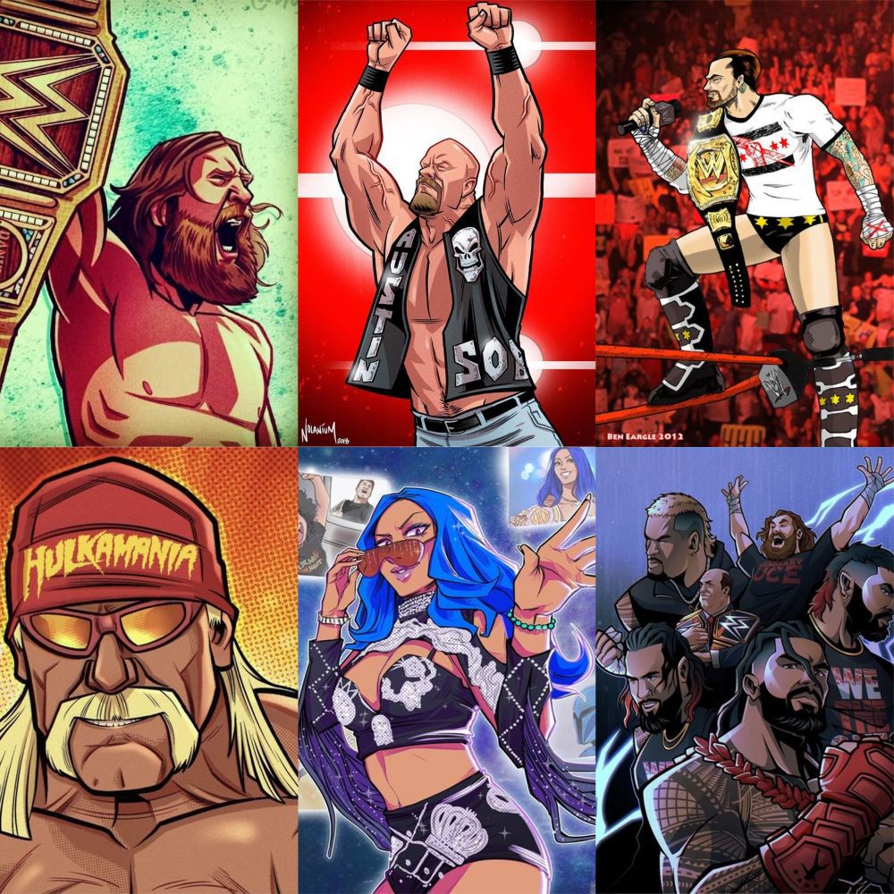 63Pcs/Set Wrestling Cartoon Stickers Show Desktop Handbook Computer Guitar Phone Case Decoration Waterproof Adhesive Sticker