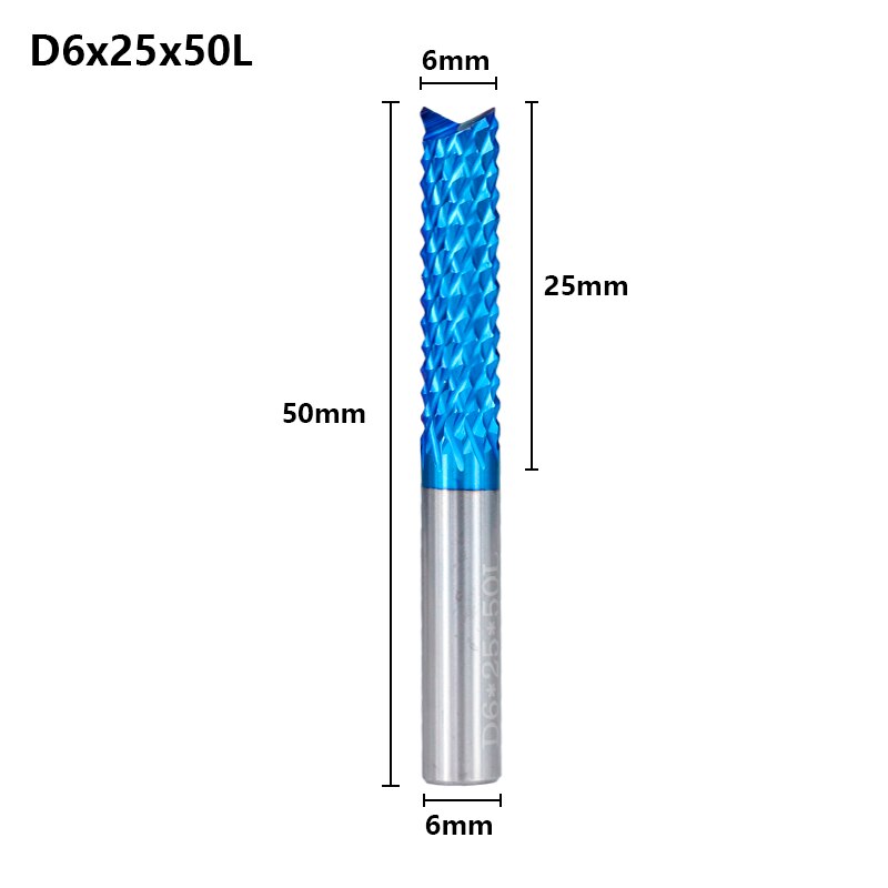 XCAN Corn Milling Cutter 6mm Shank Carbide PCB Milling Bit End Mill Nano Blue Coated CNC Router Bits For Engraving Machine: D6x25x50L