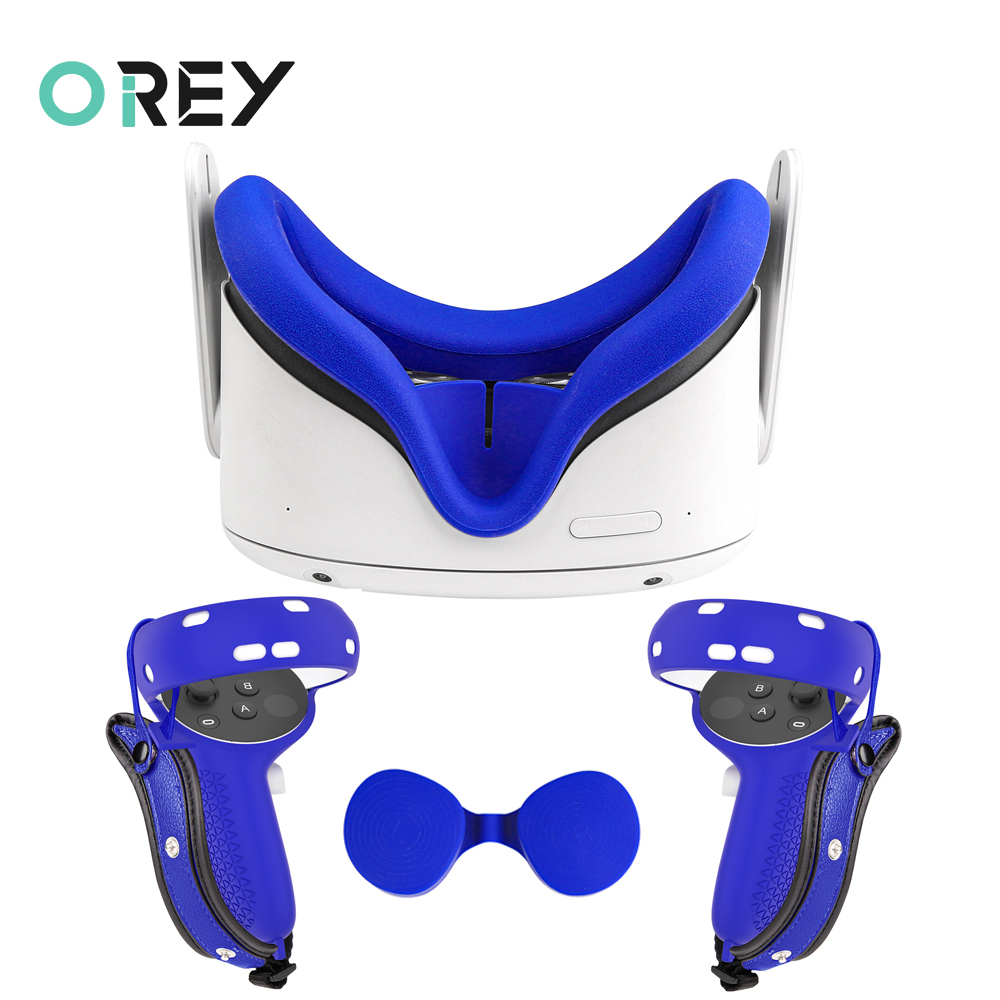 3 In 1 Voor Oculus Quest 2 Vr Accessoires Lederen Controller Handvat Mouw Grip Cover Lens Gezicht Eye Cover Pads voor Oculus Quest2