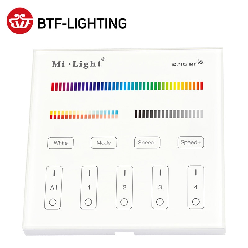 Ac90-240v- panel følsom rørende fjernbetjening til enkeltfarvet cct rgb rgbw rgb + cct led strip lys 4 zone