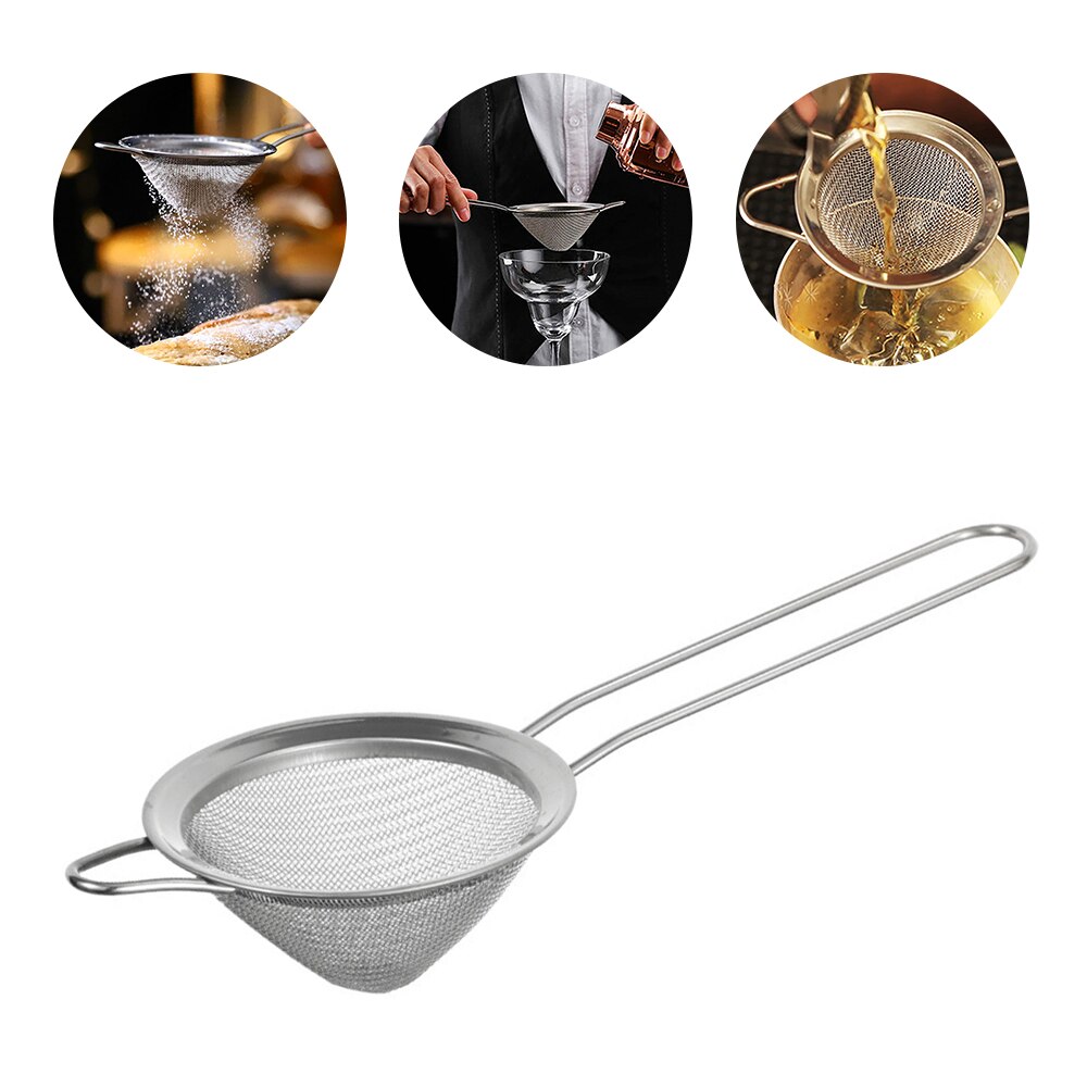 Stainless Steel Conical Strainer Bar Fine Mesh Kitchen Stainless Steel Flour Tea Strainer Mesh Colander Sieve Filter Sifter