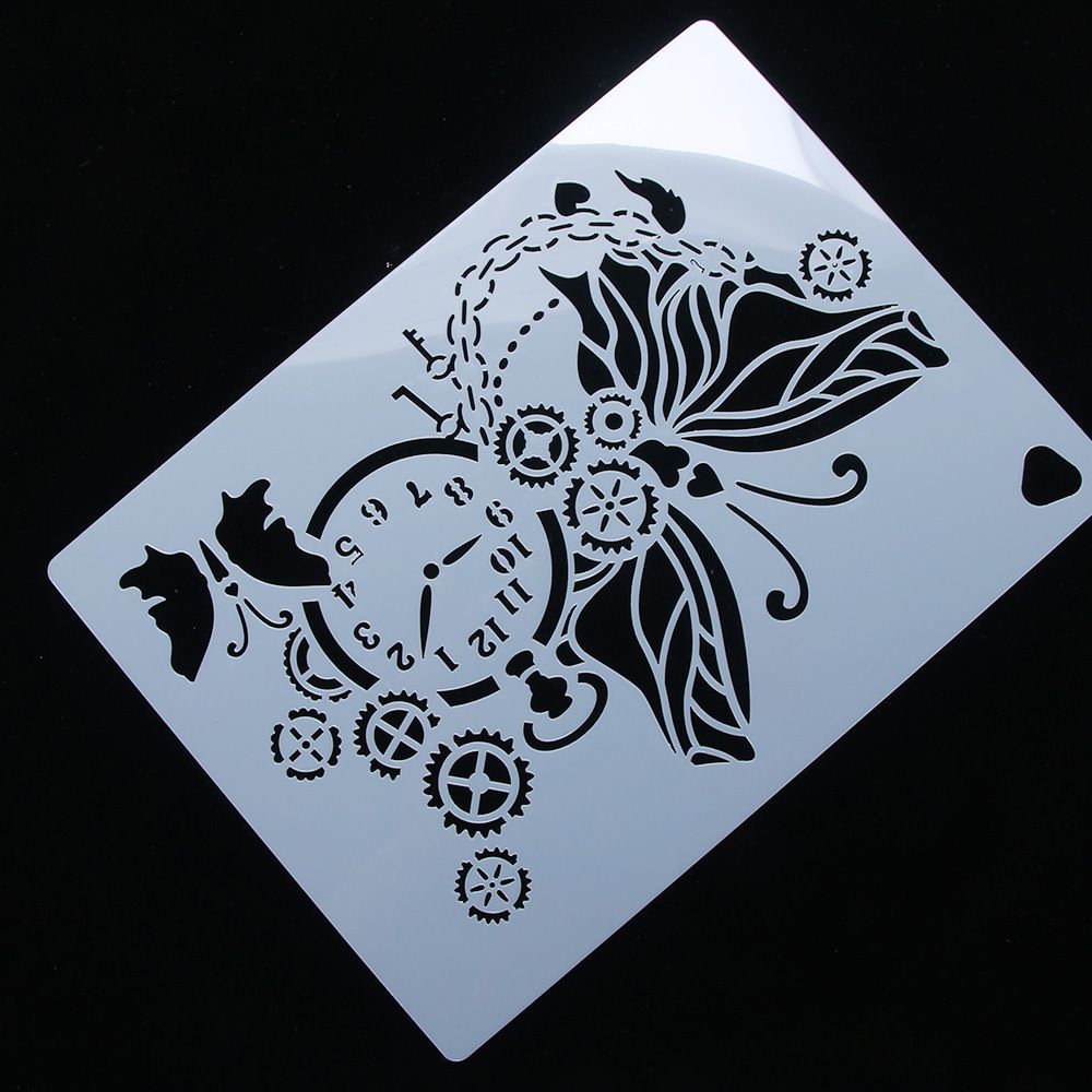 Pochoir réutilisable européen classique, horloge papillon, aérographe, peinture artistique, moule à gâteau en Spray, artisanat de décoration, bricolage