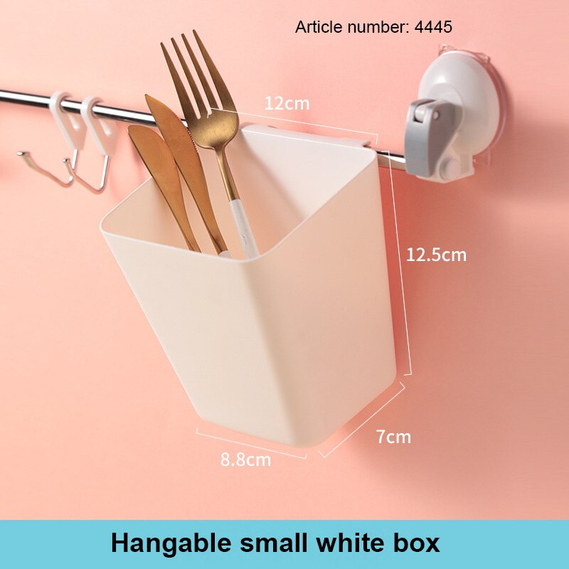 Contenedor de almacenamiento de plástico montado en la pared para el hogar, cesta multifuncional de colgante, para cocina, escritorio y oficina: Default Title