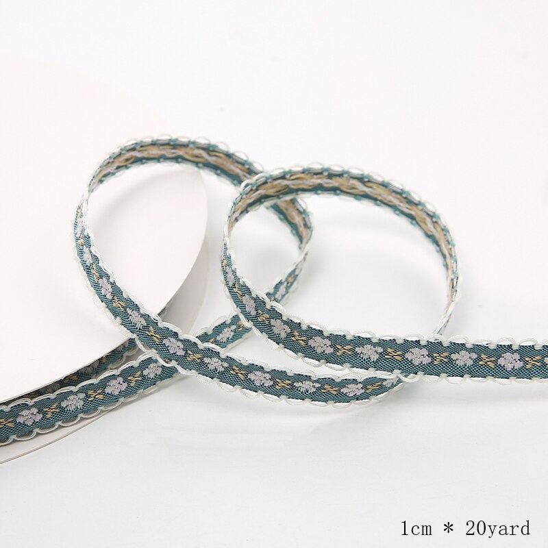 20 Meters Flower Packaging Ribbon Embroidered Lace Fabric Ribbon 1cm Diy Cake Ribbons: Smoky blue