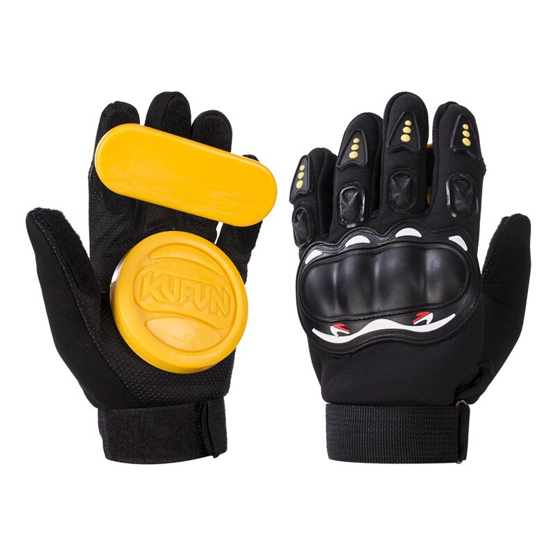 Unisexe Skateboard gants avec curseurs Standard longue planche route descente frein glisser gants pour hommes sport descente frein gants: YELLOW