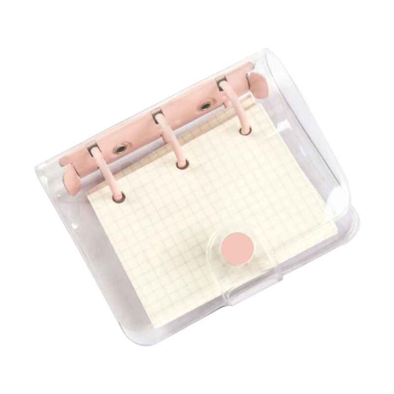 3 Holes Mini PVC Loose Leaf Transparent Diary Notebook Pocket Traveler Planner Note Book Office Supplies: Rose Red