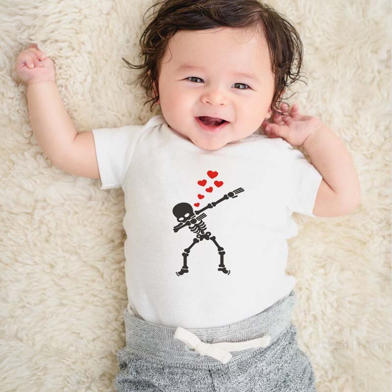 Dermspe Korte Mouwen Baby Peuter Romper Funny Skull Print Kids Peuter Romper Jongen Meisje Ronde Hals Kleding