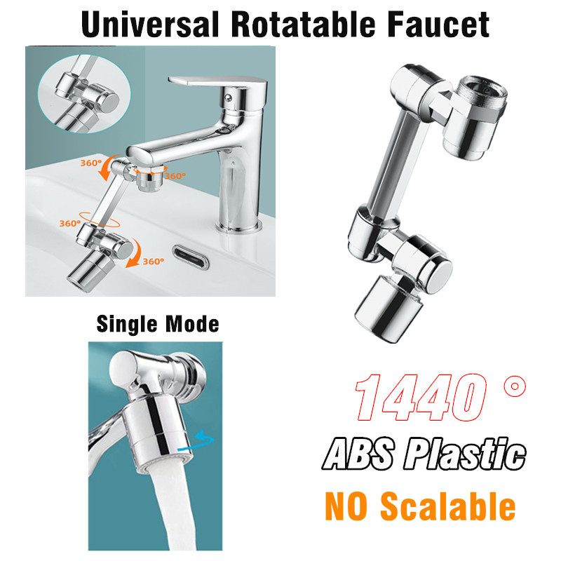 Stainless Steel Universal 1440 °Swivel Robotic Arm Swivel Extension Faucet Aerator Kitchen Sink Faucet Extender 2Water Flow Mode: Red