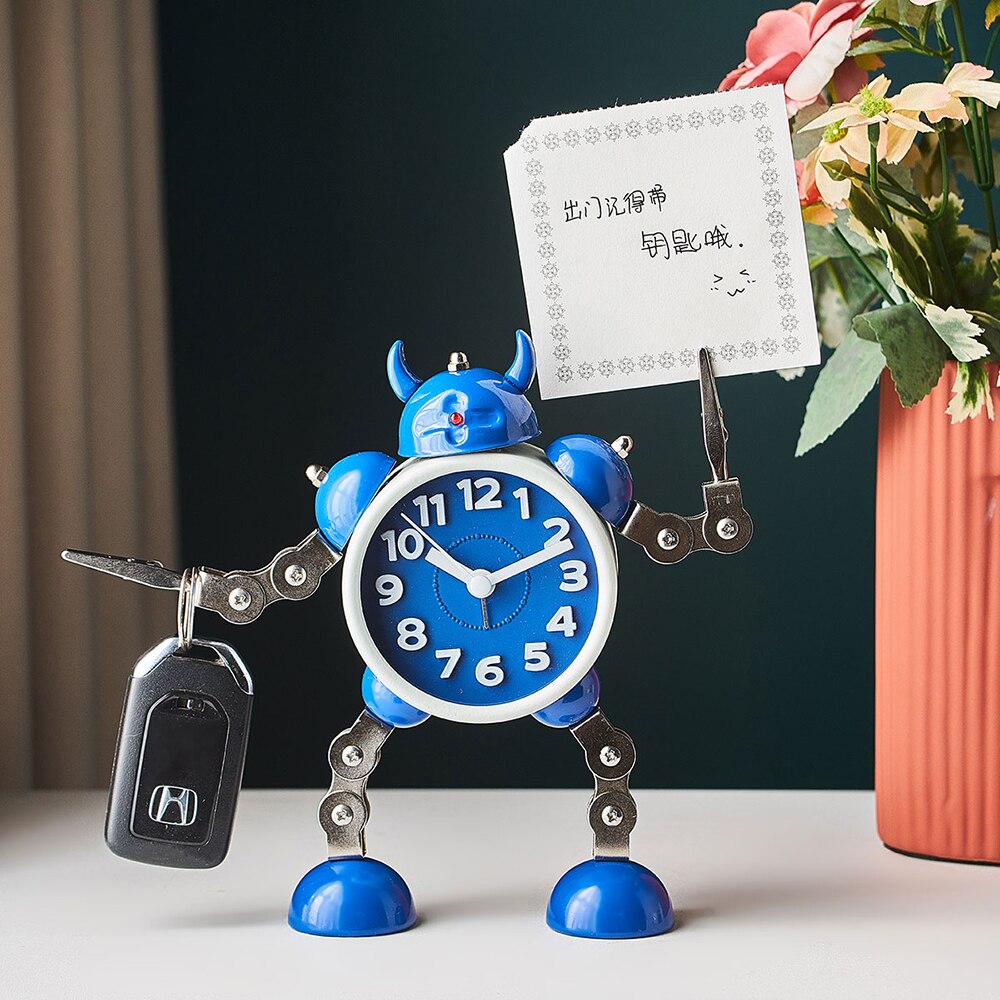 Home Decoration Robot Alarm Clock Multi-color Robot Model Study Bedroom Countertop Decor Children Birthday Bedside Clock