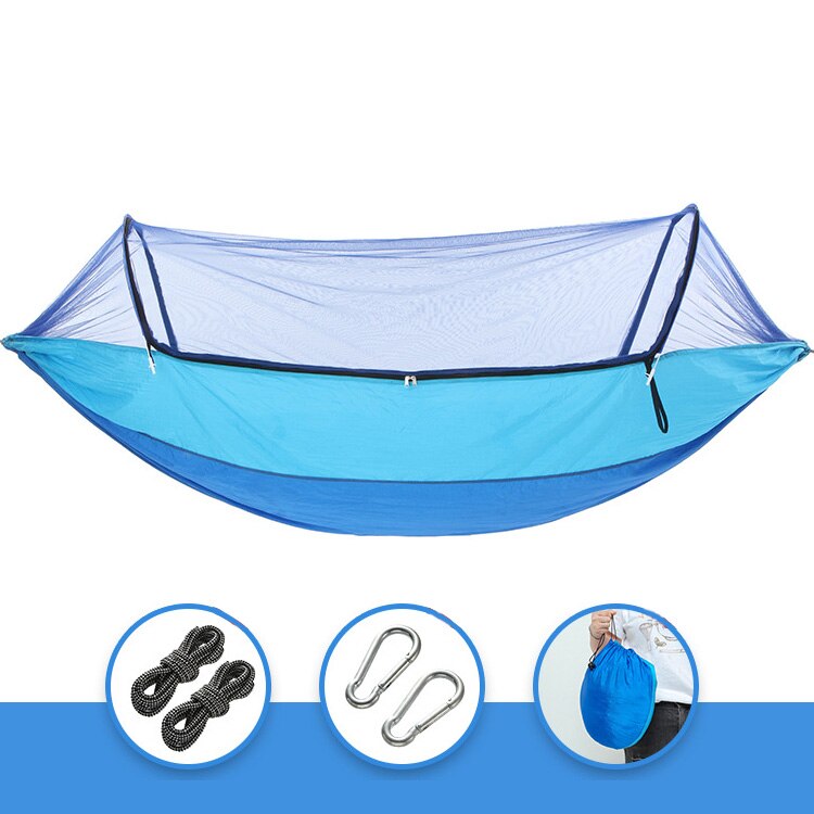 Outdoor Quick-opening Hammock With mosquito Net 1-2 Person Tent Backyard Hammock Camping Anti-mosquito Ultralight Hammock: A-S