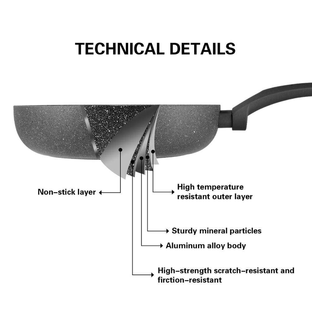 Open Koekenpan Aluminium Serie Grijze Steen Met Non-stick Coating Platina