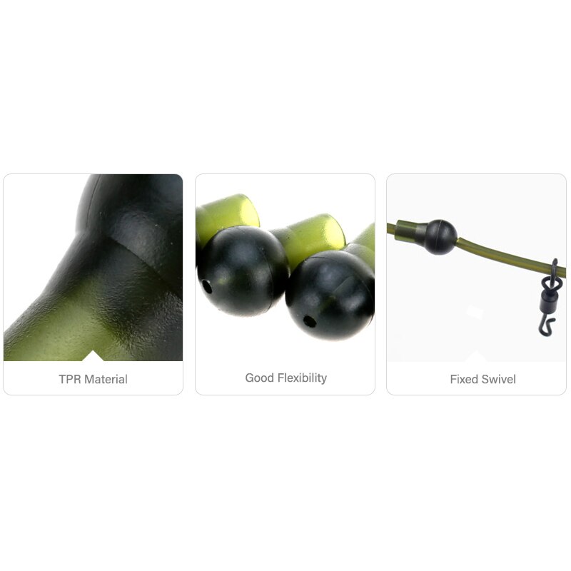 Mosodo 50pcs Round Head Buffer Beads Anti-tangle Sleeves Tail Rubber Tube Terminal Rigs Fishing Accessories Carp Fishing Tackle