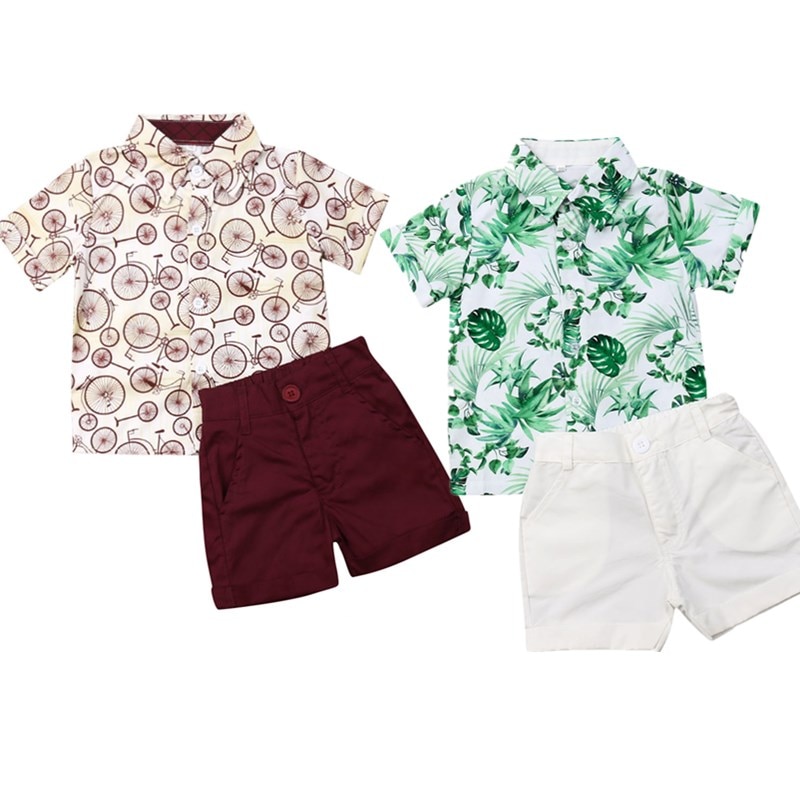 2 stk toddler kid baby boy gentleman skjorte top+bukser shorts tøj outfit sæt