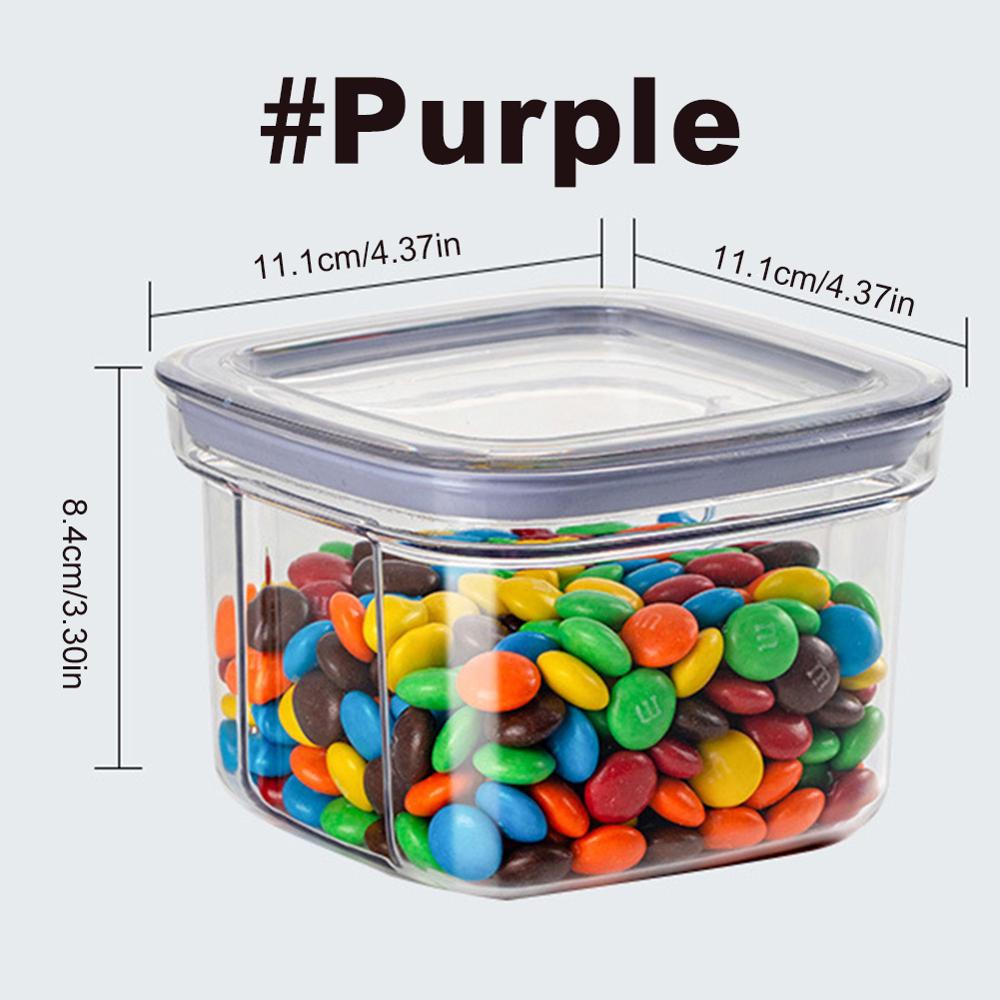 Plastic Food Storage Containers With Airtight Lid Stackable Pantry Dry Food Storage Container for Flour Pasta Rice: Purple (600 ML)