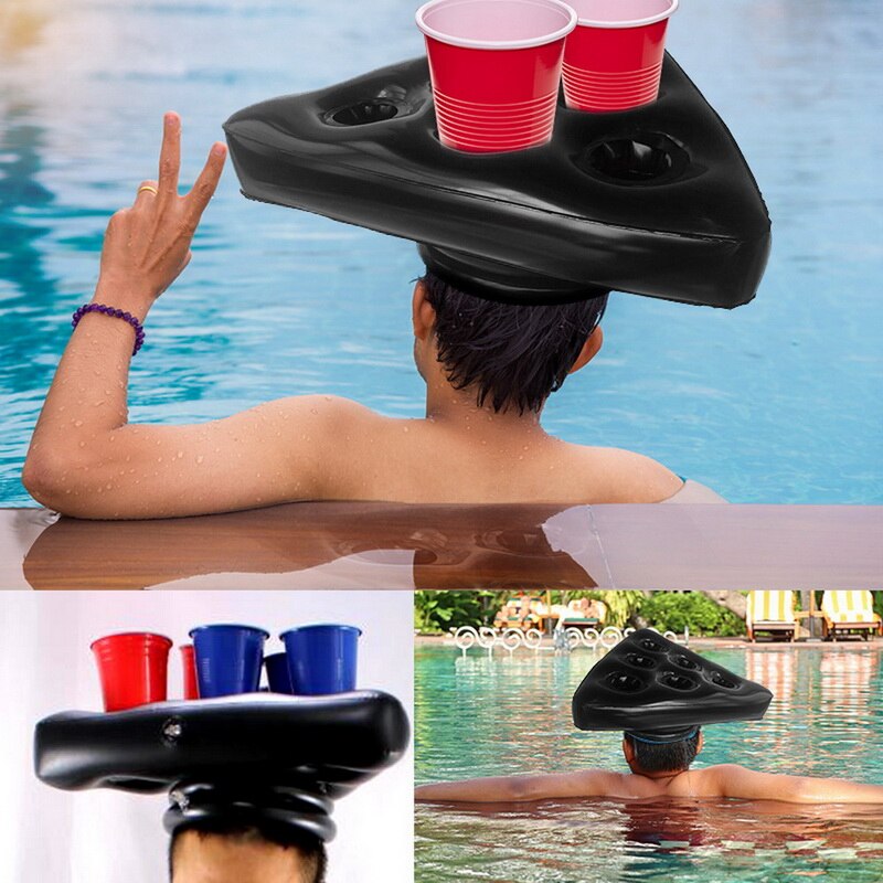 6 hullers oppustelig drinksholder pool float øl drikke køler bord bar bakke strand svømning sommer pool fest spand kopholder