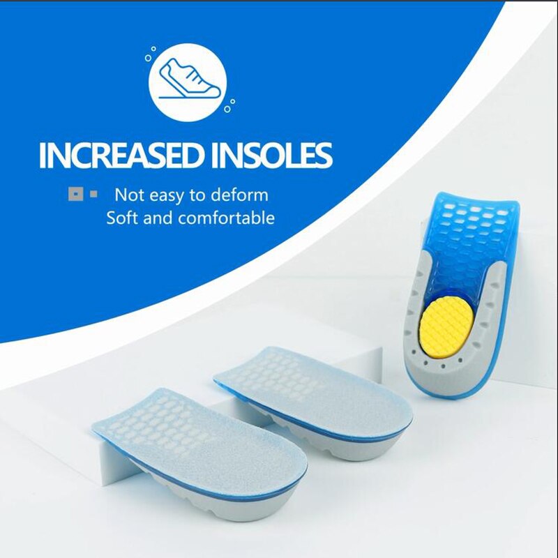 NOIPACE-taloneras de gel de silicona plantillas aumento altura para aumento de estatura plantillas ortopedicas para los pies: Gray / 3CM Height