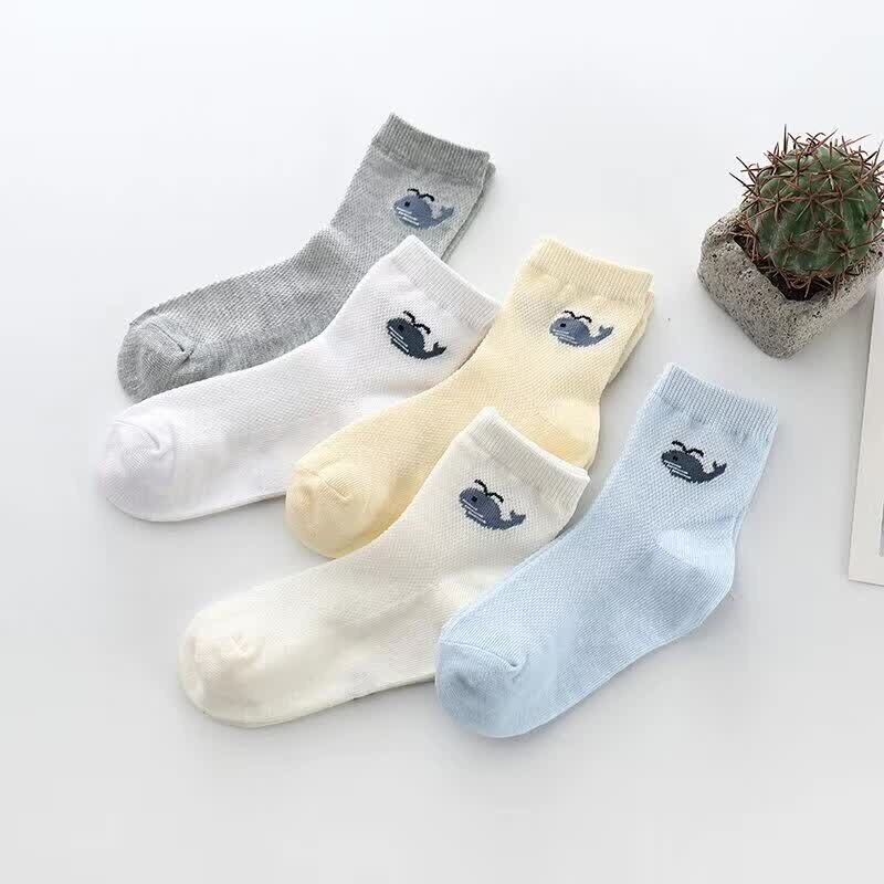 Spring&amp;Summer Children Socks Mesh breathable Car style cotton boys with girls socks 3-12 year kids socks 5 pairs/lot: 5 pairs Little whale / 9 to 12 year