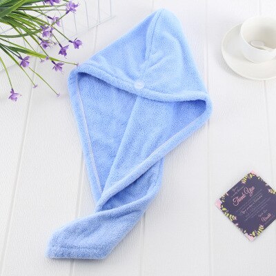 Femmes natation serviette 1PC cheveux séchage enveloppement filles dame de natation serviette séchage rapide chapeau chapeau Turban peignoir casquette de bain outils: blue