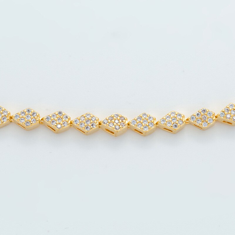 Hadiyana ovale ketting met zirkonia, sieradenset voor dames, koperen ketting, armband en oorbellen, set van  tz8054