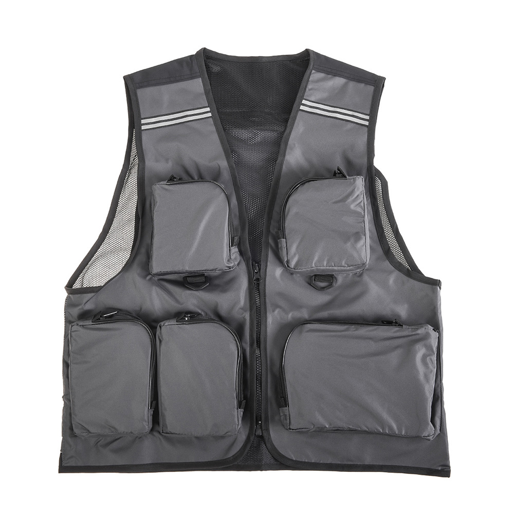 Camping Outdoor Fishing Vest Life Safety Jacket Swimming Sailing Waistcoat Vest Floatation Floating Quick-Drying Mesh Waistcoats: gray / XXL
