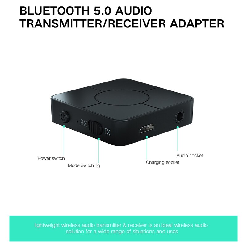 Bluetooth 5.0 O Ontvanger Zender 3.5Mm Aux Jack Dongle Stereo Usb Draadloze Adapter Met Microfoon Voor Auto Tv Pc