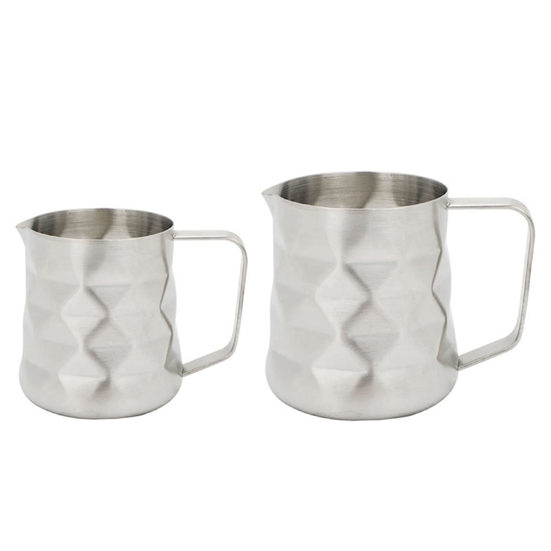2Pcs Stainless Steel Prismatic Milk Frothing Pitcher Milk Jug 350Ml & 600Ml: Default Title
