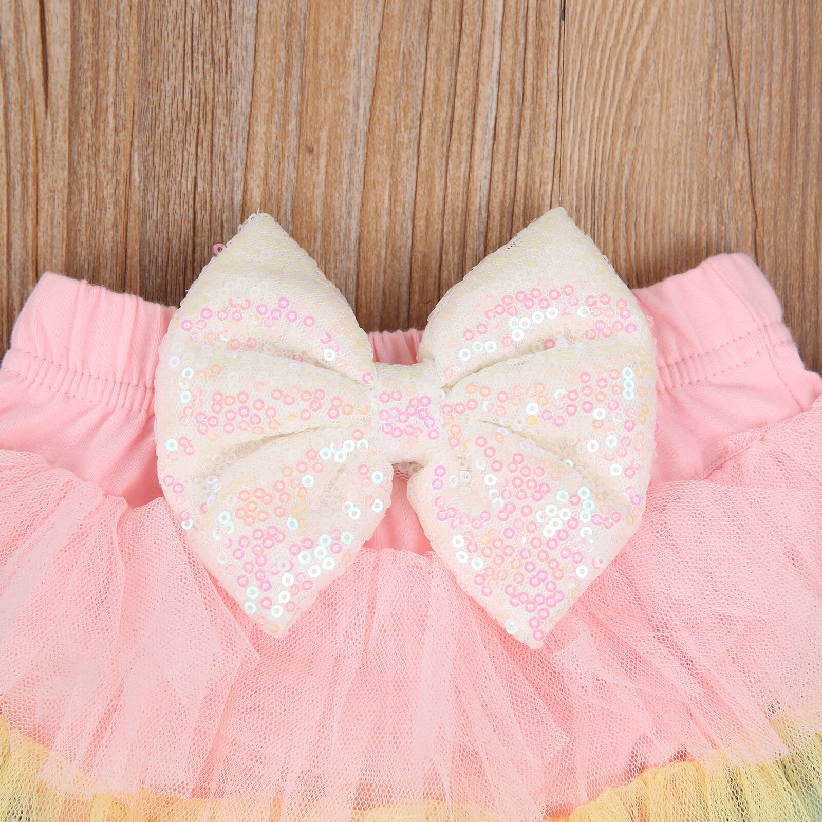 Infantil tutu saia do bebê menina colorido lantejoulas bowknot malha camada princesa festa dança saias flor headwear outfit define 0-3m