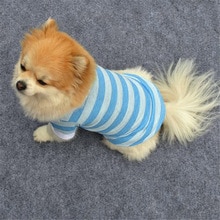 Xs/S/M/L Leuke Hond T-shirt Kleding Revers Streep Unisex Katoen Puppy Hond Kleren rood Blauw #01